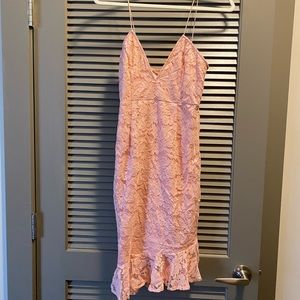 Pink Lace Midi Dress